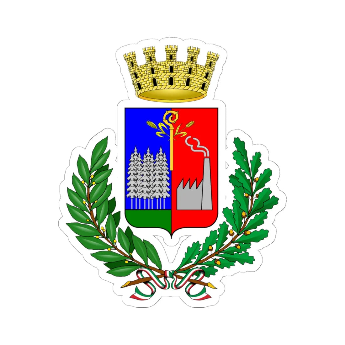 Preganziol-Stemma (Italy) (Coat of Arms) STICKER Vinyl Kiss-Cut Decal 6 Inch White - The Sticker Space