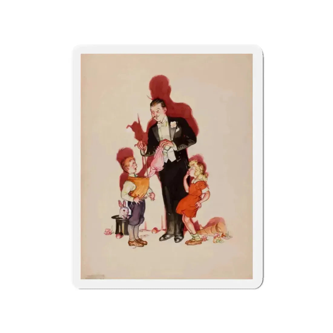 Preliminary cover art, Liberty Magazine, February 25, 1939 (Magazine Illustration) Refrigerator Magnet 2 Inch Die-Cut - The Sticker Space