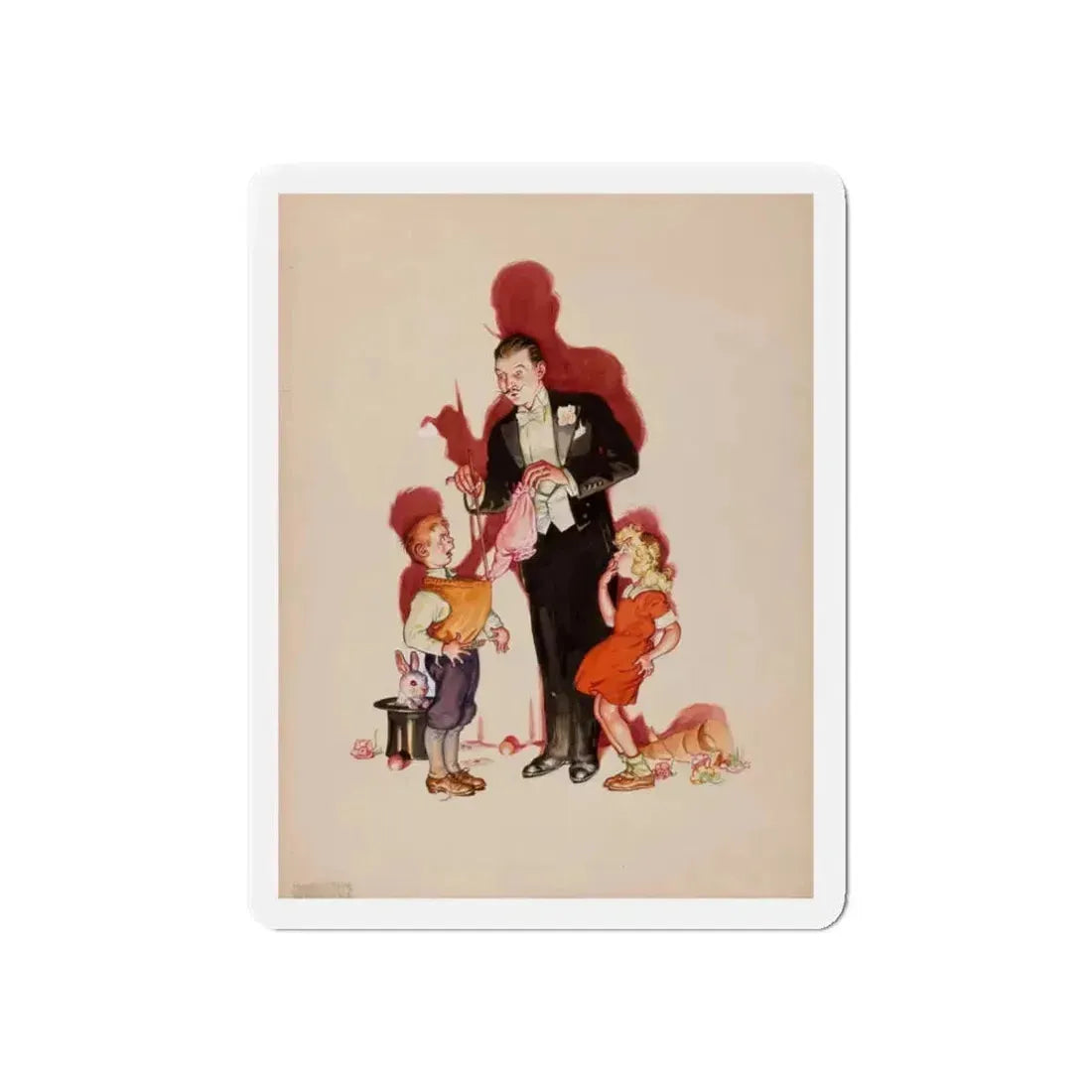 Preliminary cover art, Liberty Magazine, February 25, 1939 (Magazine Illustration) Refrigerator Magnet 3 Inch Die-Cut - The Sticker Space