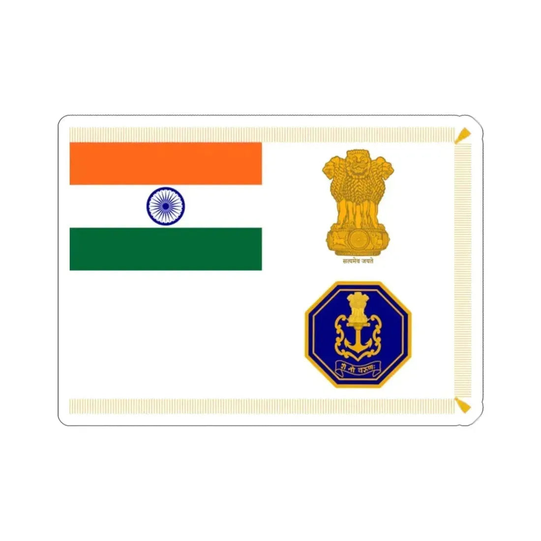 President's Colour of Indian Navy Flag (India) STICKER Vinyl Die-Cut Decal 2 Inch - The Sticker Space