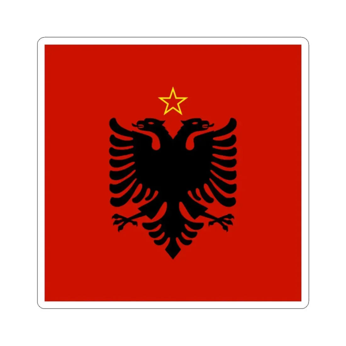 Presidential flag of Albania 1946-1992 (Albania) STICKER Vinyl Kiss-Cut Decal 2 Inch White - The Sticker Space