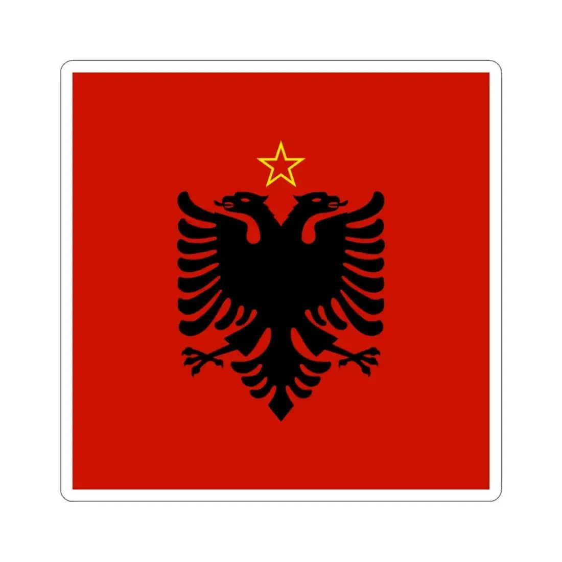 Presidential flag of Albania 1946-1992 (Albania) STICKER Vinyl Kiss-Cut Decal 3 Inch White - The Sticker Space