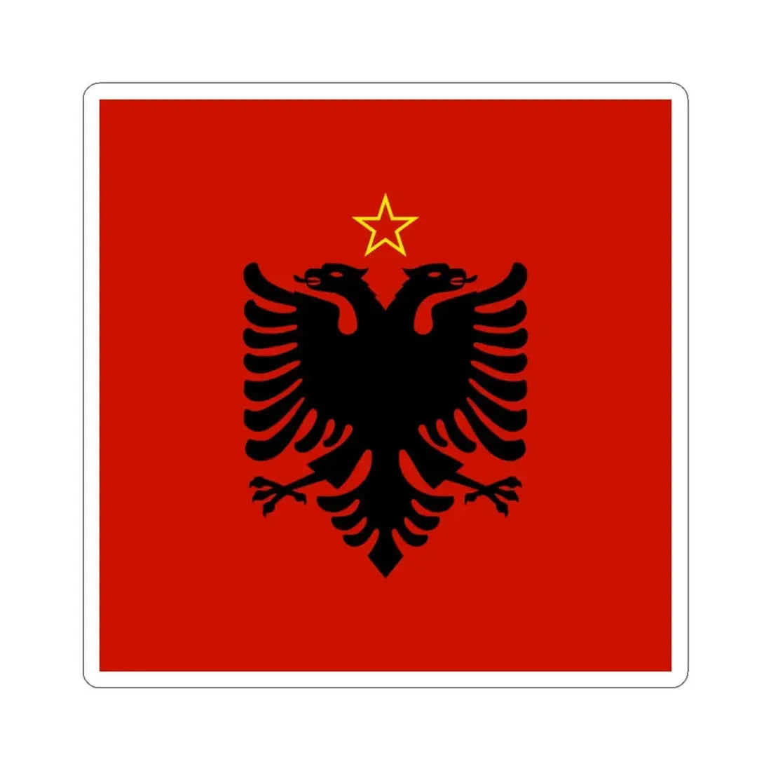 Presidential flag of Albania 1946-1992 (Albania) STICKER Vinyl Kiss-Cut Decal 4 Inch White - The Sticker Space