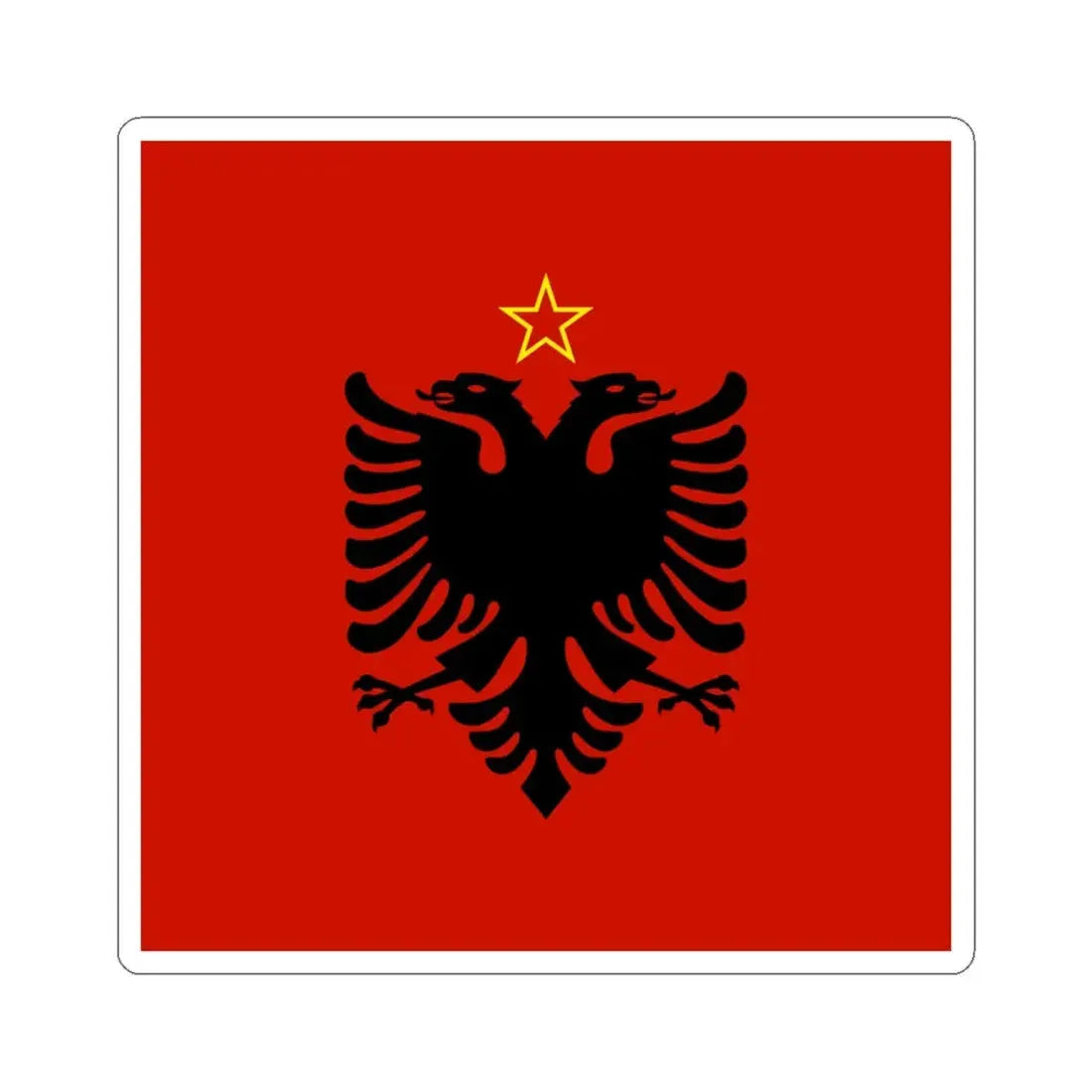Presidential flag of Albania 1946-1992 (Albania) STICKER Vinyl Kiss-Cut Decal 6 Inch White - The Sticker Space