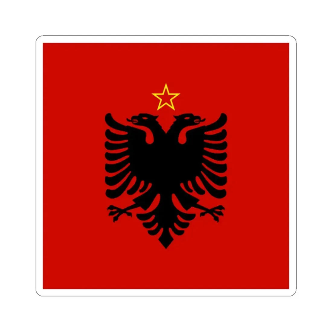 Presidential flag of Albania 1946 to 1992 - STICKER Vinyl Kiss-Cut Decal 2 Inch White - The Sticker Space