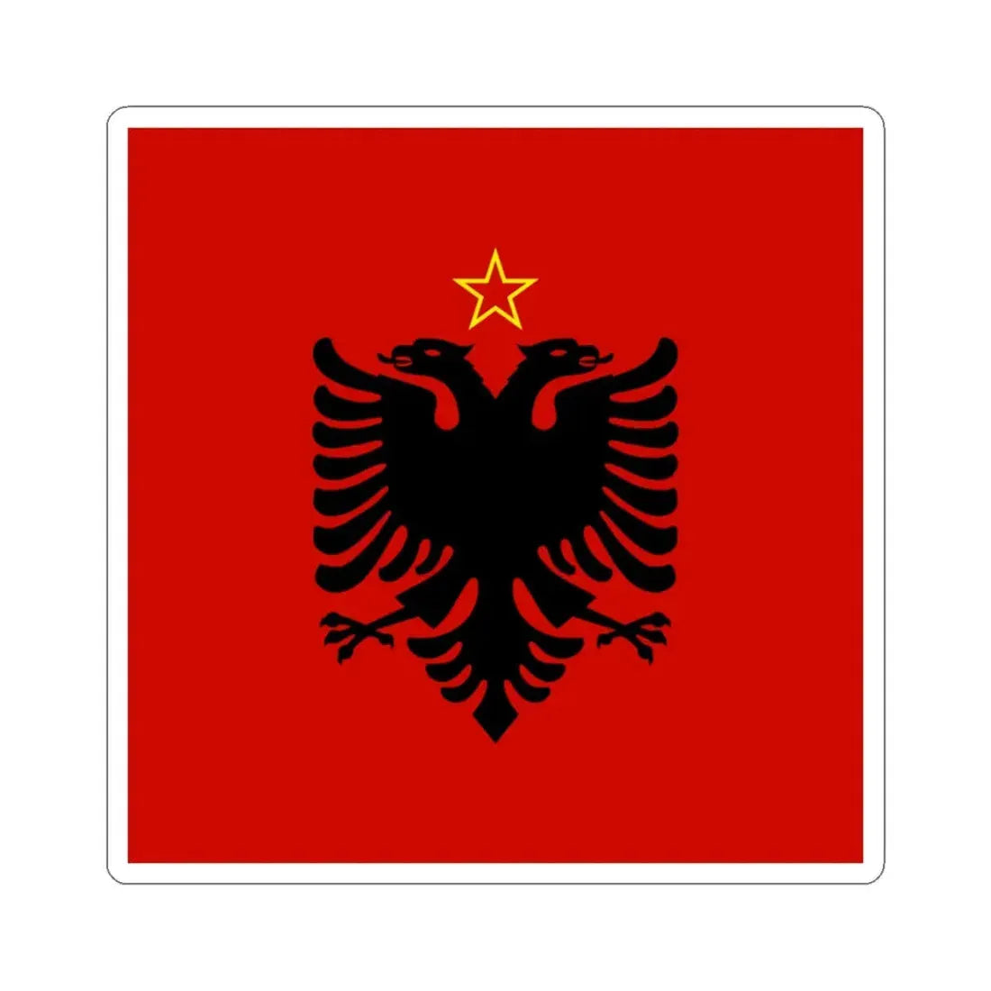 Presidential flag of Albania 1946 to 1992 - STICKER Vinyl Kiss-Cut Decal 3 Inch White - The Sticker Space