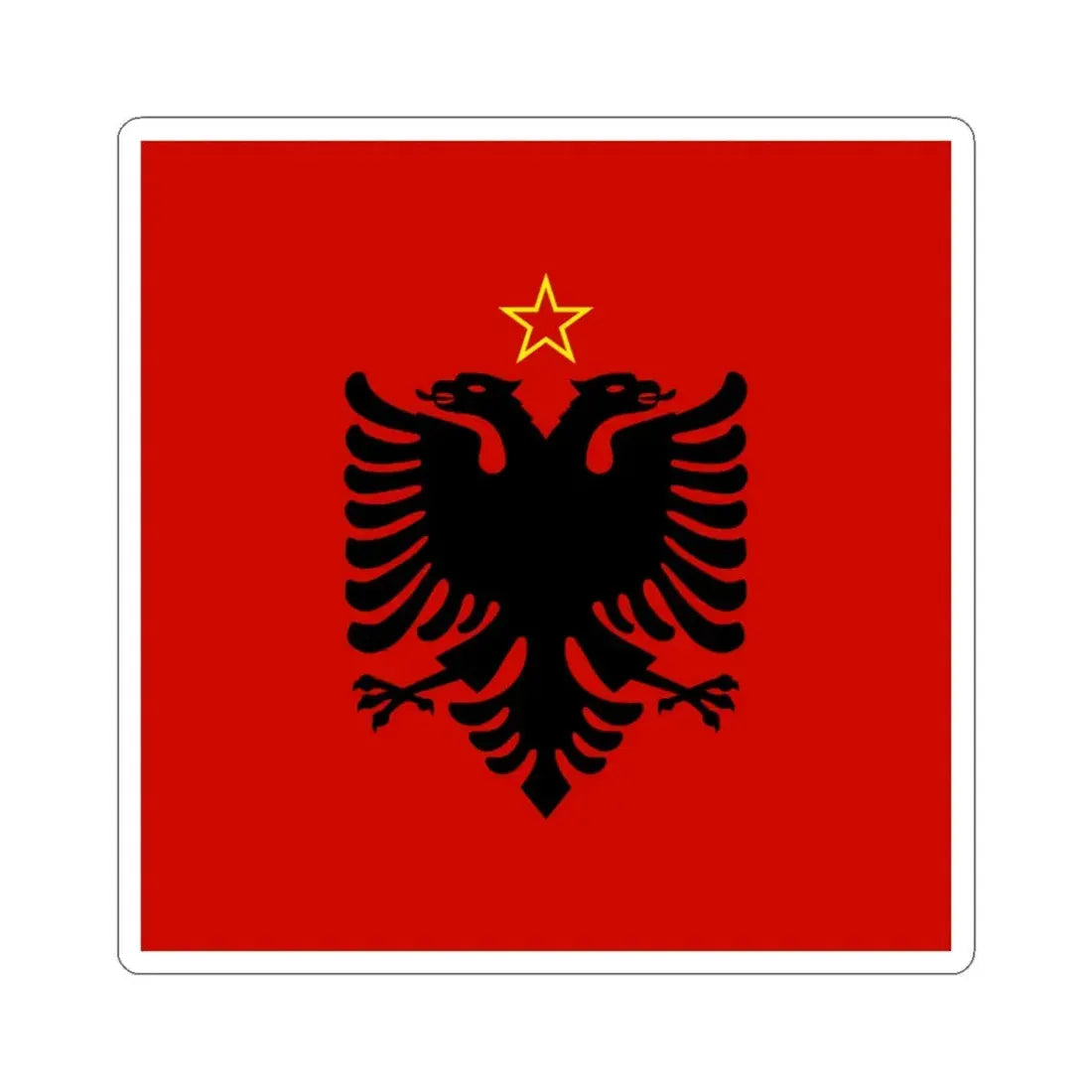 Presidential flag of Albania 1946 to 1992 - STICKER Vinyl Kiss-Cut Decal 4 Inch White - The Sticker Space