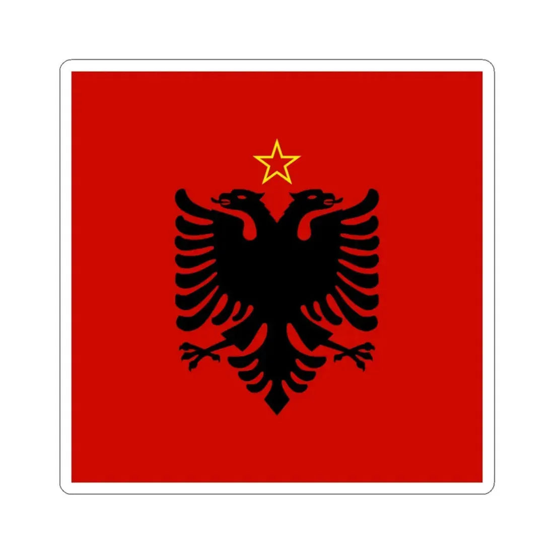 Presidential flag of Albania 1946 to 1992 - STICKER Vinyl Kiss-Cut Decal 6 Inch White - The Sticker Space