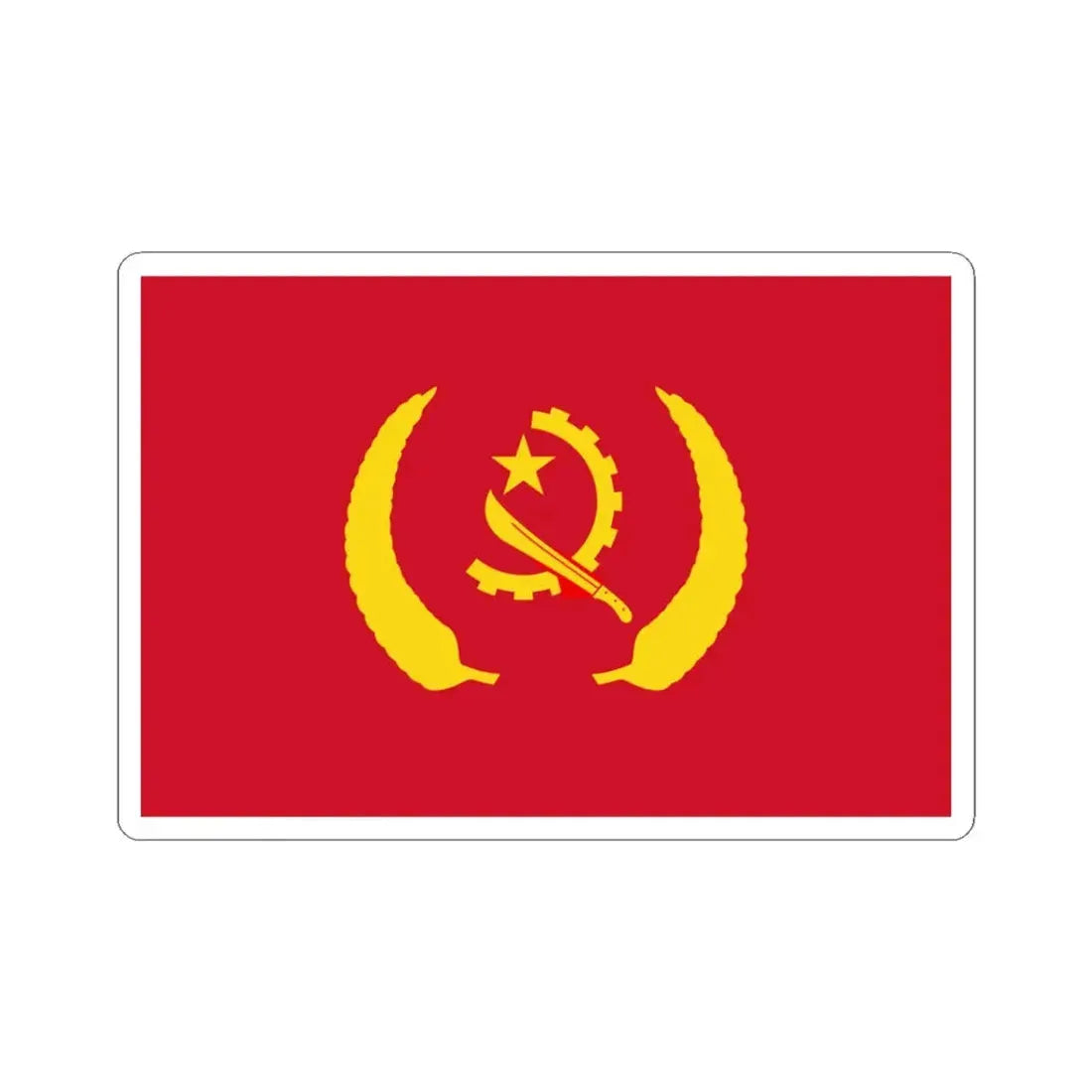 Presidential Standard of Angola alternate (Angola) STICKER Vinyl Kiss-Cut Decal 3 Inch White - The Sticker Space