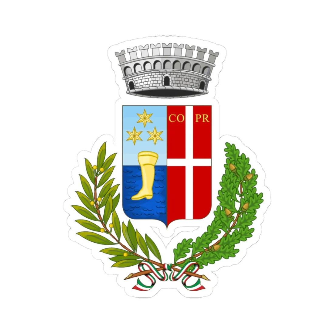 Pressana-Stemma (Italy) (Coat of Arms) STICKER Vinyl Kiss-Cut Decal 3 Inch White - The Sticker Space