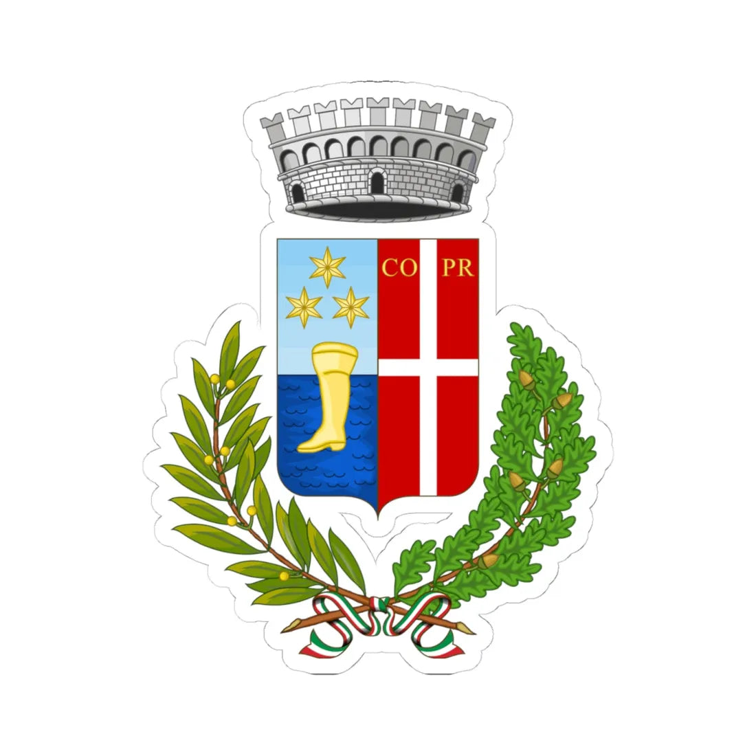 Pressana-Stemma (Italy) (Coat of Arms) STICKER Vinyl Kiss-Cut Decal 4 Inch White - The Sticker Space