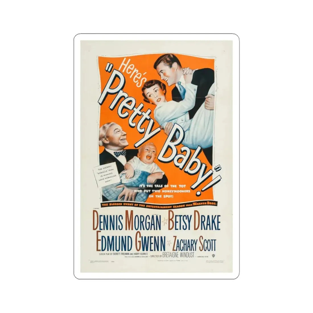 Pretty Baby 1950 Movie Poster - STICKER Vinyl Kiss-Cut Decal 4 Inch White - The Sticker Space