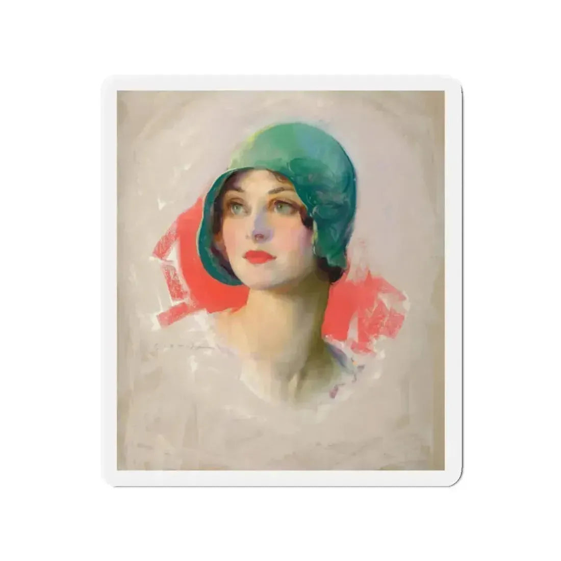 Pretty Girl, Smart Set magazine cover, March 1929 (Magazine Illustration) Refrigerator Magnet 2 Inch Die-Cut - The Sticker Space