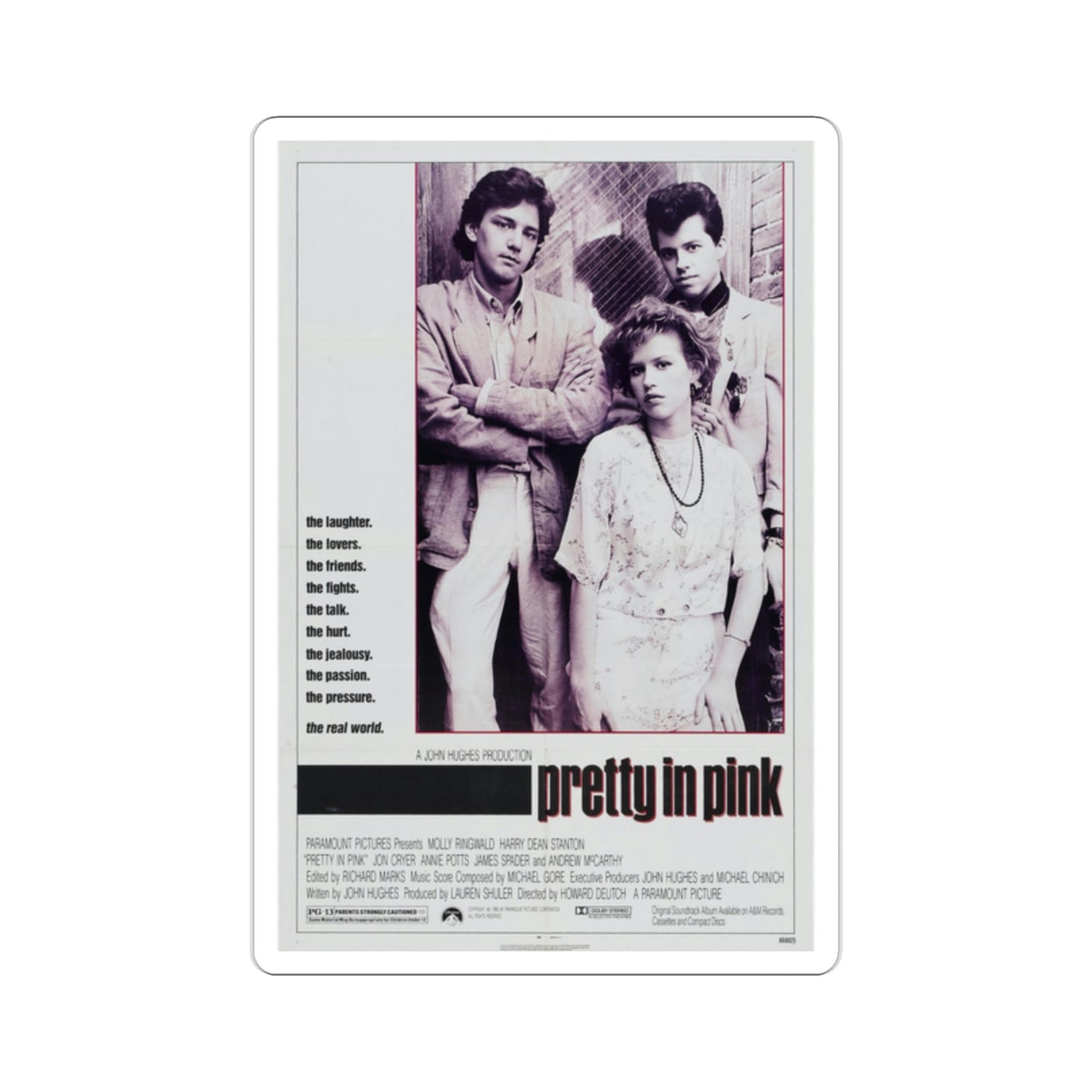 Pretty in Pink 1986 Movie Poster STICKER Vinyl Die-Cut Decal-2 Inch-The Sticker Space