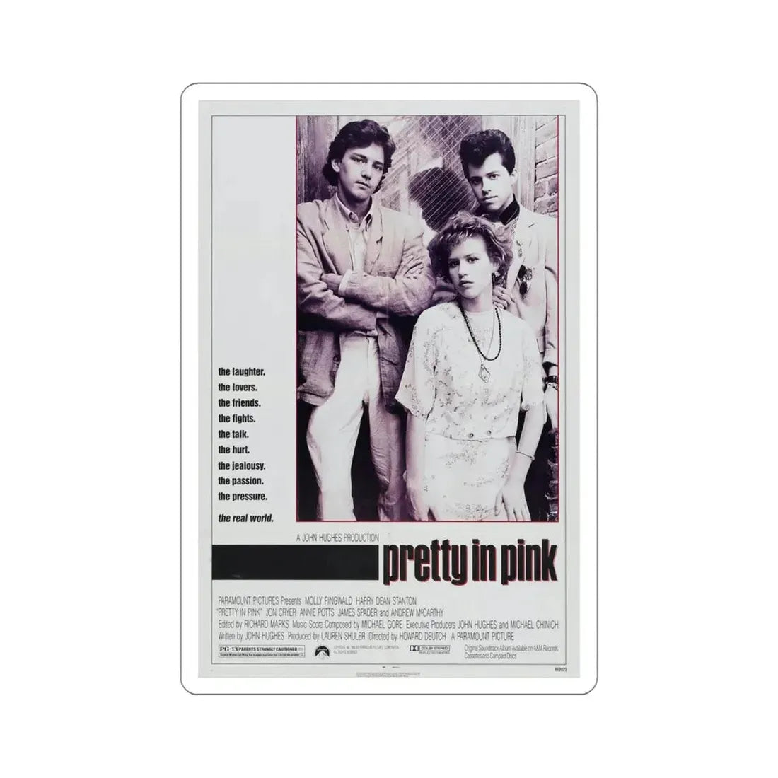 Pretty in Pink 1986 Movie Poster STICKER Vinyl Die-Cut Decal 5 Inch - The Sticker Space