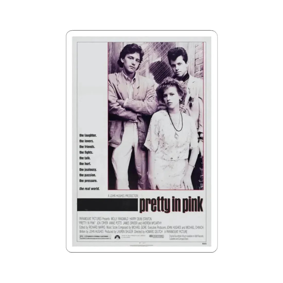Pretty in Pink 1986 Movie Poster - STICKER Vinyl Kiss-Cut Decal 2 Inch White - The Sticker Space