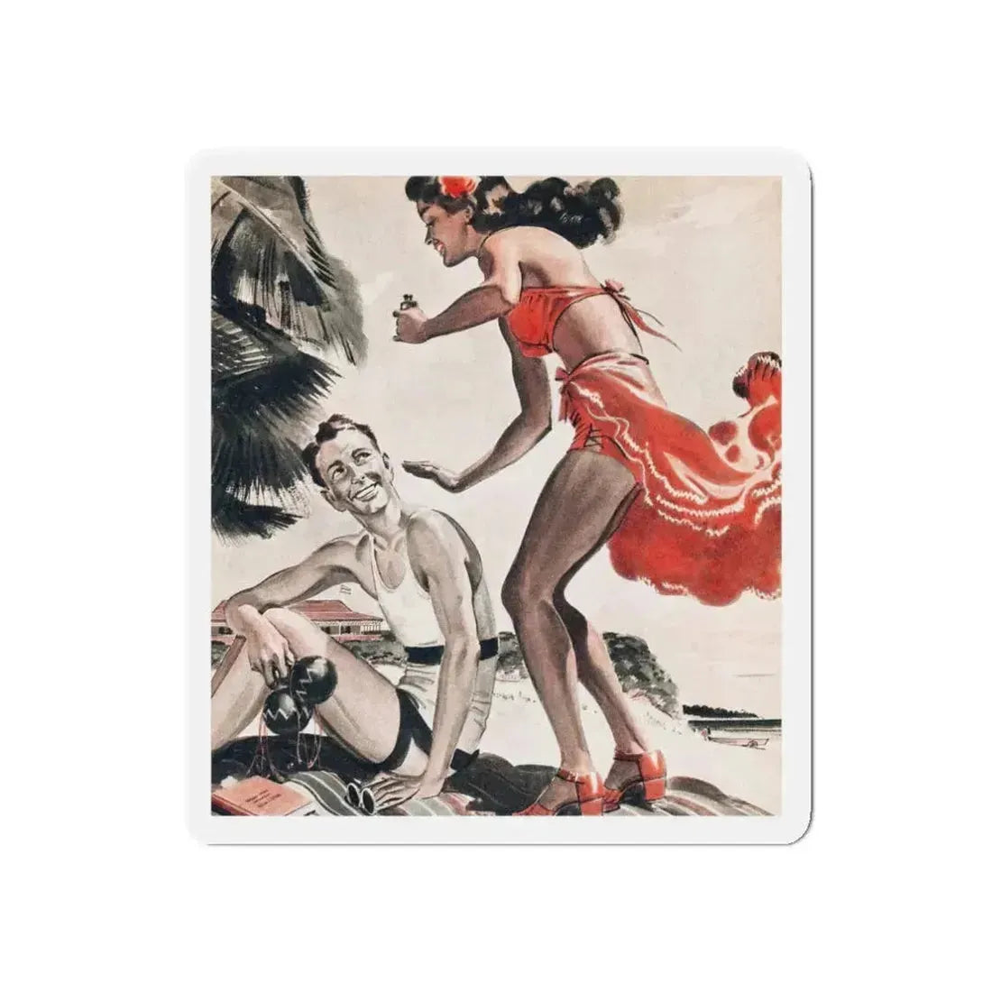 Pretty Larceny by Adrian Spies, Liberty magazine, 1946 (Magazine Illustration) Refrigerator Magnet 3 Inch Die-Cut - The Sticker Space