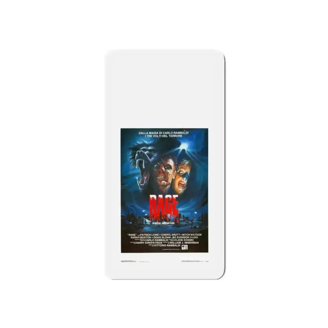 PRIMAL RAGE (ITALIAN) 1988 Movie Poster - Refrigerator Magnet 3 Inch Die-Cut - The Sticker Space