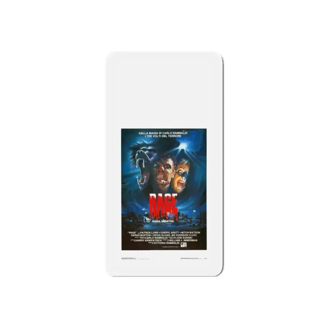 PRIMAL RAGE (ITALIAN) 1988 Movie Poster - Refrigerator Magnet 4 Inch Die-Cut - The Sticker Space