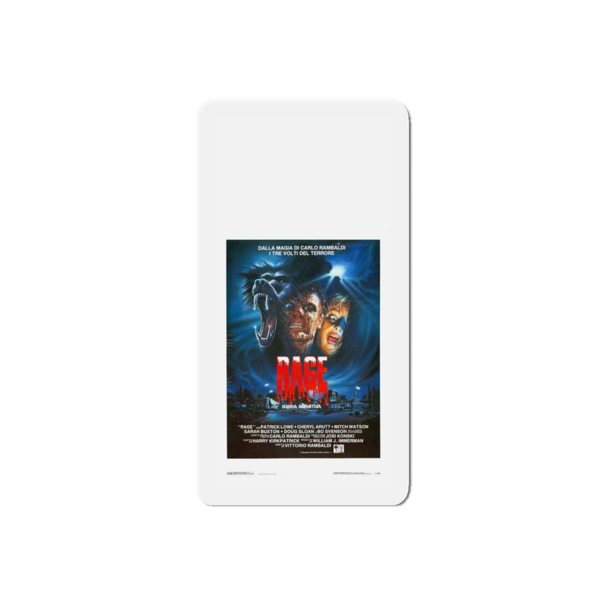 PRIMAL RAGE (ITALIAN) 1988 Movie Poster - Refrigerator Magnet-6" × 6"-The Sticker Space