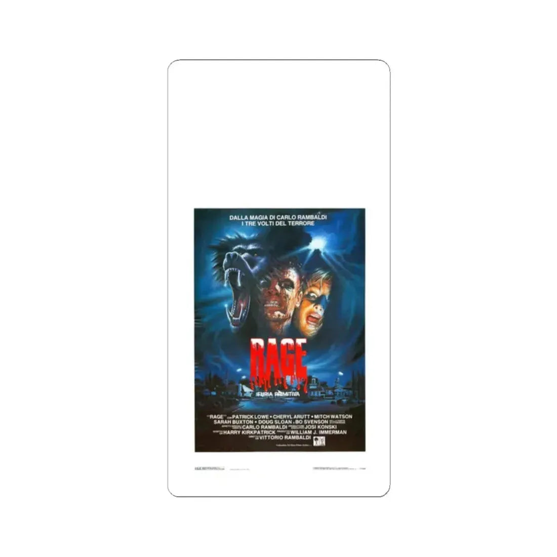 PRIMAL RAGE (ITALIAN) 1988 Movie Poster - STICKER Vinyl Kiss-Cut Decal 2 Inch White - The Sticker Space