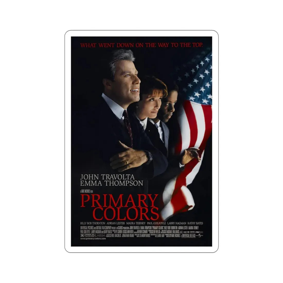 Primary Colors 1998 Movie Poster STICKER Vinyl Die-Cut Decal - The Sticker Space