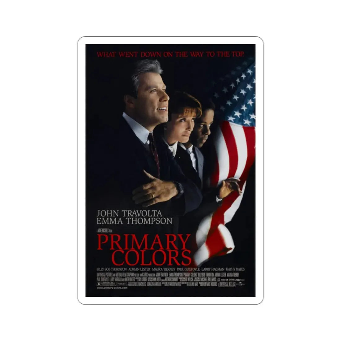 Primary Colors 1998 Movie Poster STICKER Vinyl Die-Cut Decal - The Sticker Space