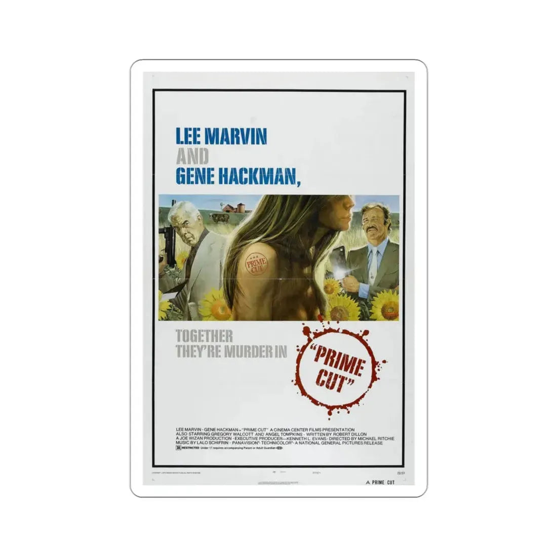 Prime Cut 1972 Movie Poster STICKER Vinyl Die-Cut Decal - The Sticker Space