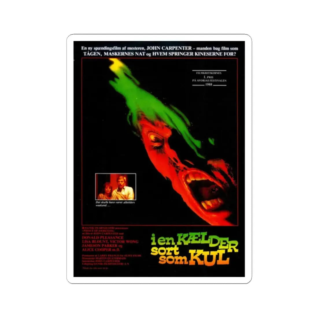 PRINCE OF DARKNESS (DANISH) 1987 Movie Poster - STICKER Vinyl Kiss-Cut Decal 2 Inch White - The Sticker Space