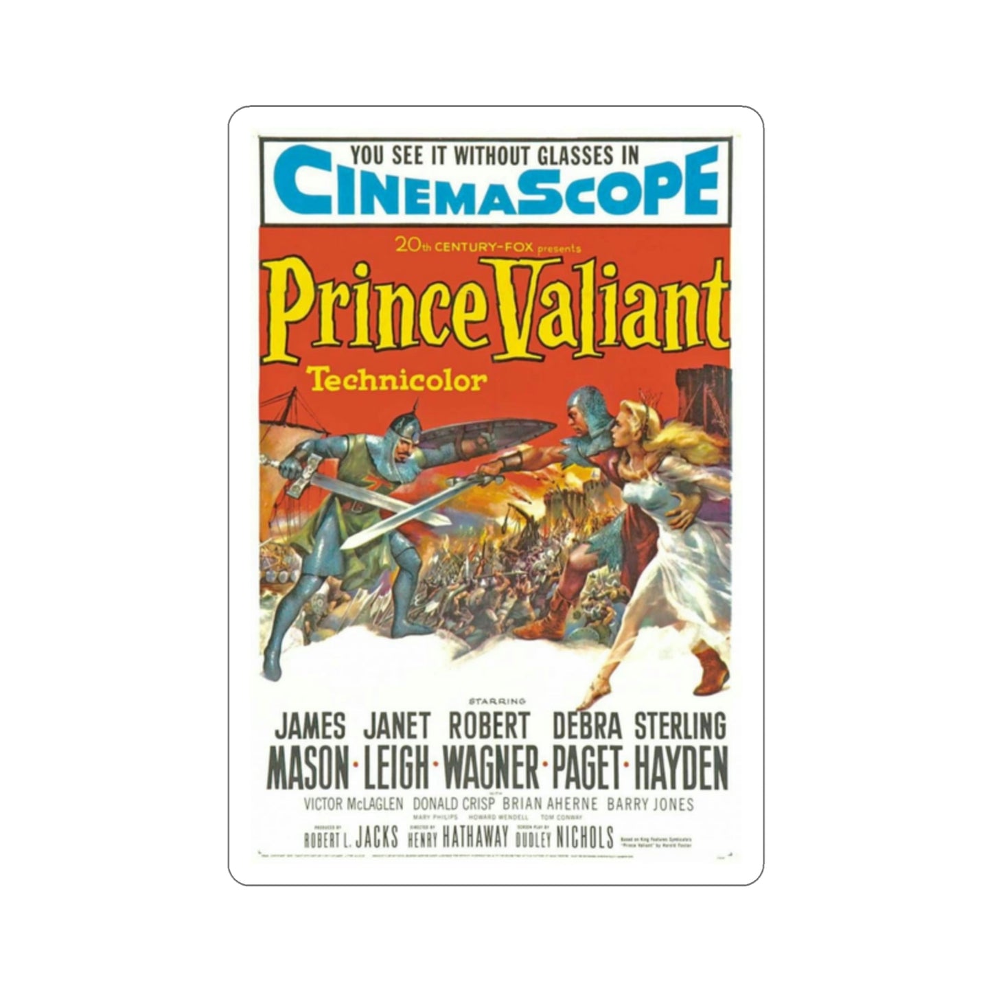 Prince Valiant 1954 Movie Poster STICKER Vinyl Die-Cut Decal-2 Inch-The Sticker Space