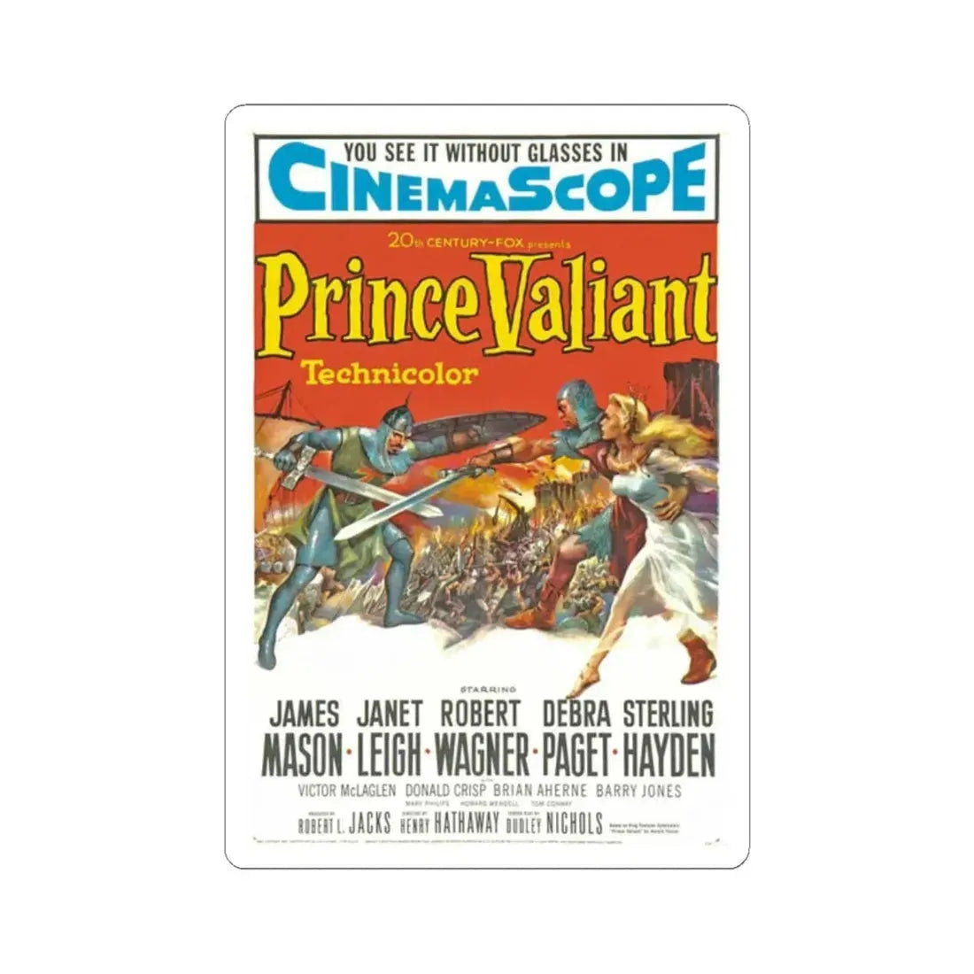 Prince Valiant 1954 Movie Poster - STICKER Vinyl Kiss-Cut Decal 2 Inch White - The Sticker Space
