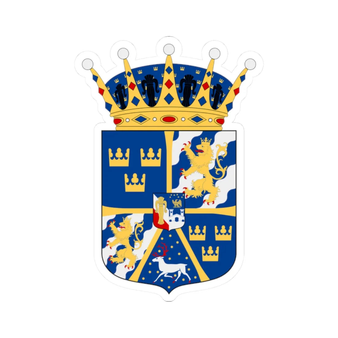 Prins Gustaf Adolf Edmund vapen (Sweden) (Coat of Arms) STICKER Vinyl Kiss-Cut Decal 2 Inch White - The Sticker Space
