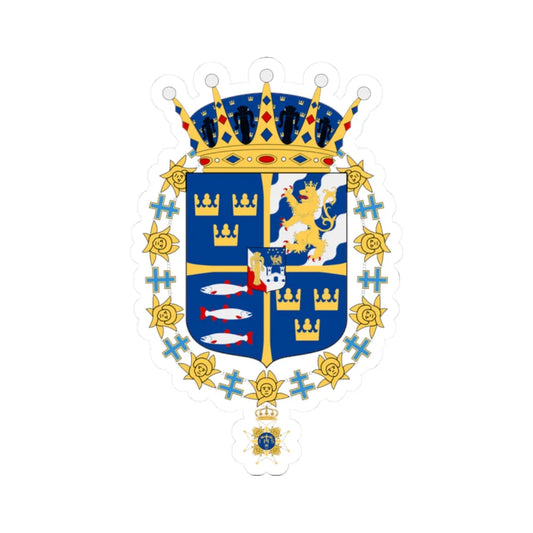 Prins Nicolas vapen med Serafimerorden (Sweden) (Coat of Arms) STICKER Vinyl Kiss-Cut Decal 2 Inch White - The Sticker Space