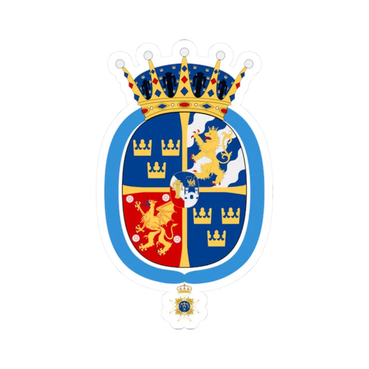 Prinsessan Estelle vapen med Serafimerkors (Sweden) (Coat of Arms) STICKER Vinyl Kiss-Cut Decal 2 Inch White - The Sticker Space