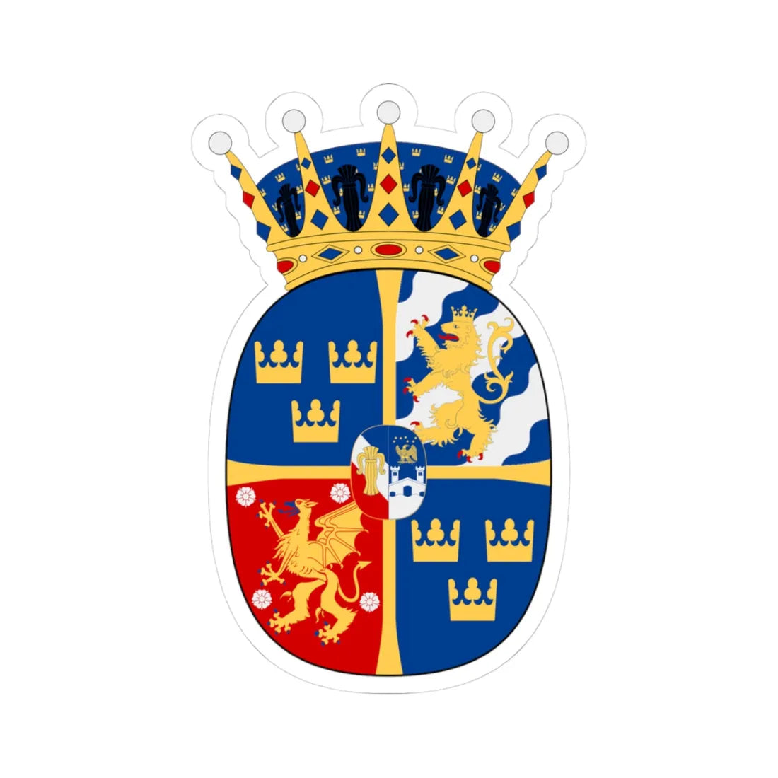 Prinsessan Estelle vapen (Sweden) (Coat of Arms) STICKER Vinyl Kiss-Cut Decal 3 Inch White - The Sticker Space