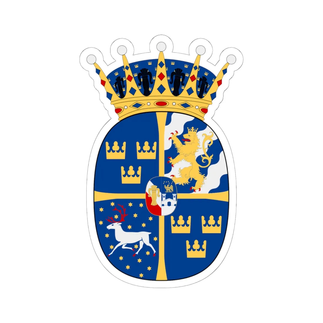 Prinsessan Ines vapen (Sweden) (Coat of Arms) STICKER Vinyl Kiss-Cut Decal 6 Inch White - The Sticker Space