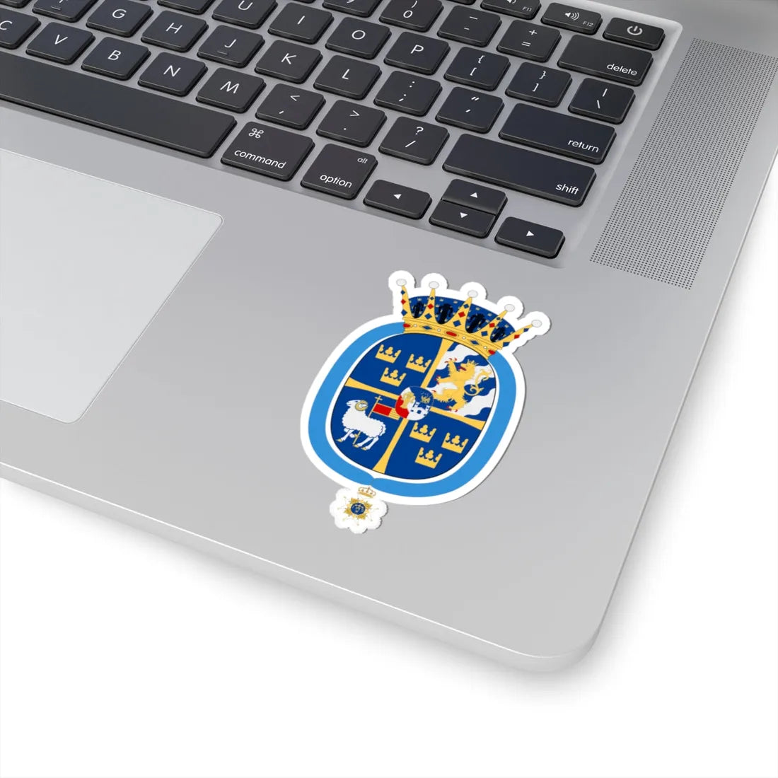Prinsessan Leonore vapen med Serafimerkors (Sweden) (Coat of Arms) STICKER Vinyl Kiss-Cut Decal - The Sticker Space