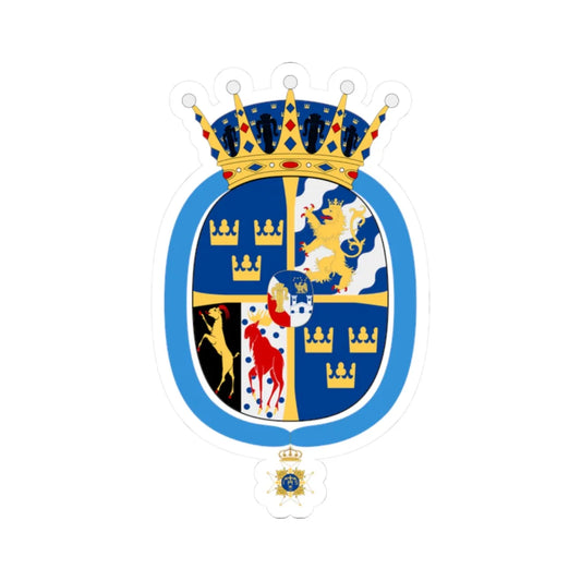 Prinsessan Madeleine vapen med Serafimerkors (Sweden) (Coat of Arms) STICKER Vinyl Kiss-Cut Decal 2 Inch White - The Sticker Space