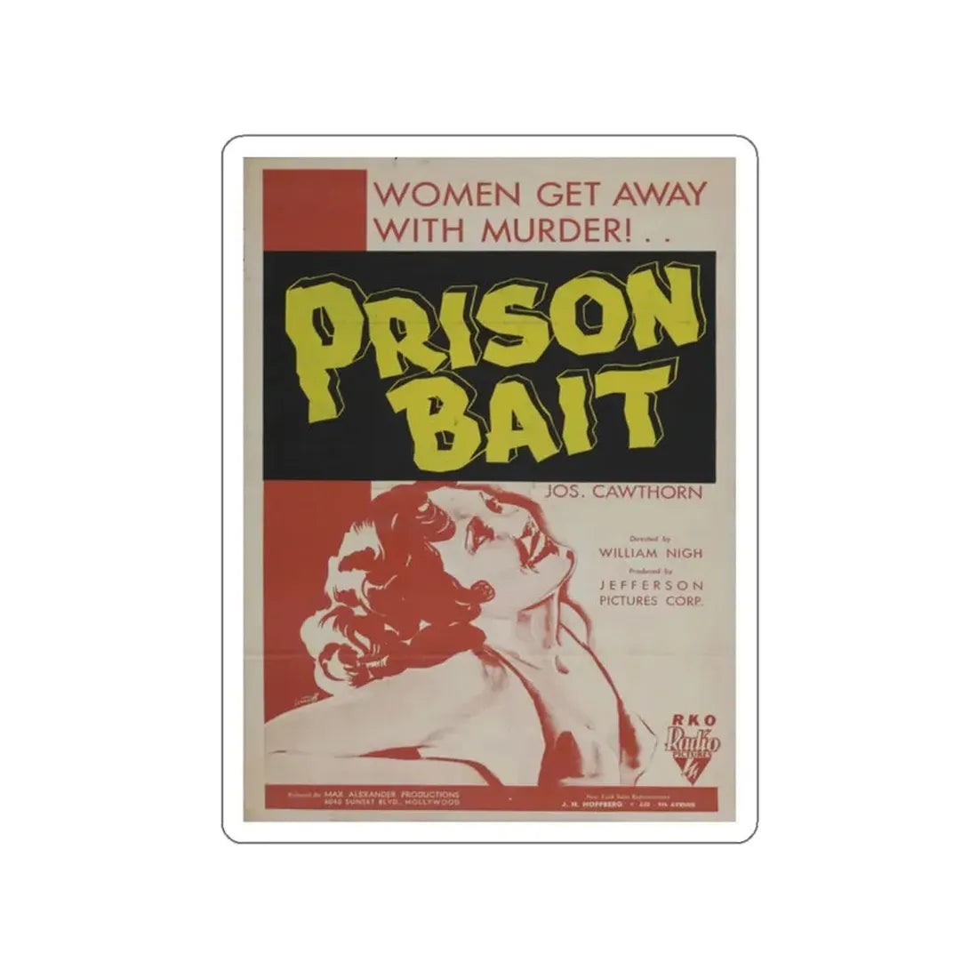 PRISON BAIT 1939 Movie Poster STICKER Vinyl Die-Cut Decal 2 Inch - The Sticker Space