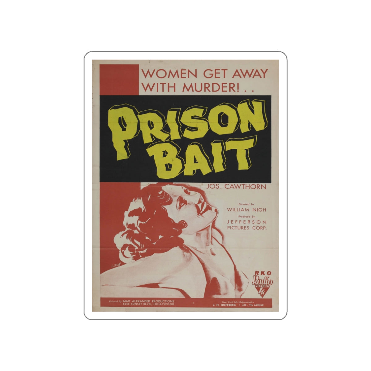 PRISON BAIT 1939 Movie Poster STICKER Vinyl Die-Cut Decal-White-The Sticker Space