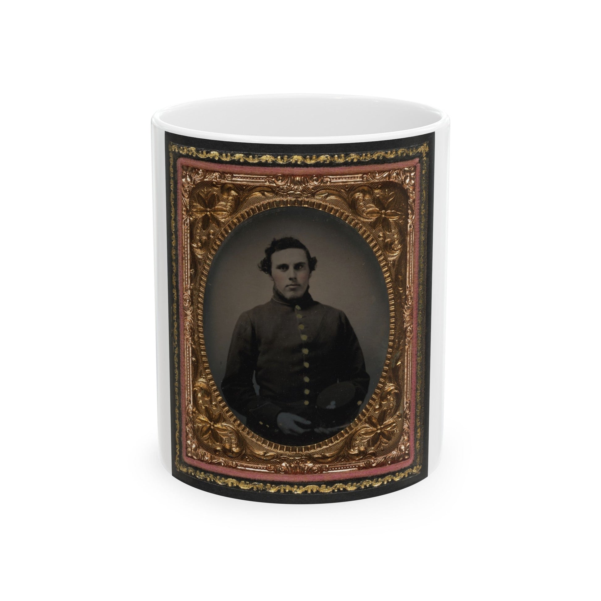 Private Abram M. Carhart Of Company C, 177th New York Infantry Regiment With Kepi (U.S. Civil War) White Coffee Mug-11oz-The Sticker Space