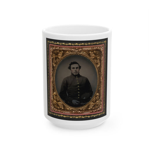 Private Abram M. Carhart Of Company C, 177th New York Infantry Regiment With Kepi (U.S. Civil War) White Coffee Mug-15oz-The Sticker Space