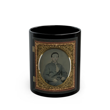 Private Alexander T. Harris Of Richmond Parker Virginia Light Artillery Battery In Richmond Depot Jacket (U.S. Civil War) Black Coffee Mug-11oz-The Sticker Space