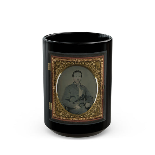 Private Alexander T. Harris Of Richmond Parker Virginia Light Artillery Battery In Richmond Depot Jacket (U.S. Civil War) Black Coffee Mug-15oz-The Sticker Space