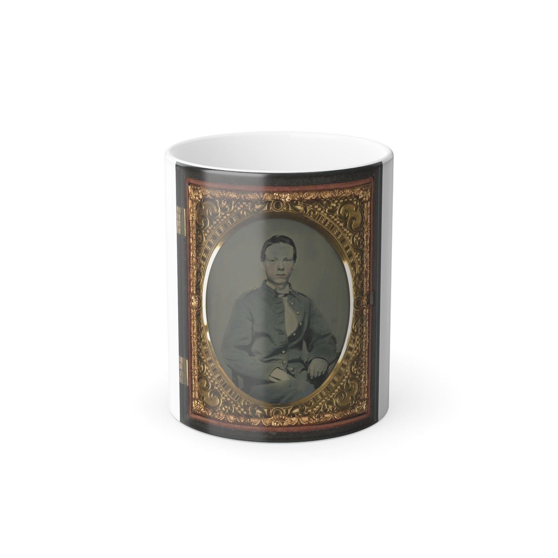 Private Alexander T. Harris of Richmond Parker Virginia Light Artillery Battery in Richmond Depot Jacket (U.S. Civil War) Color Morphing Mug 11oz-11oz-The Sticker Space