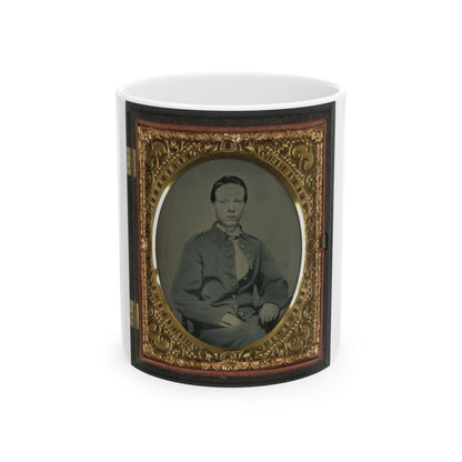 Private Alexander T. Harris Of Richmond Parker Virginia Light Artillery Battery In Richmond Depot Jacket (U.S. Civil War) White Coffee Mug-11oz-The Sticker Space