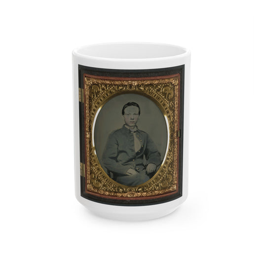 Private Alexander T. Harris Of Richmond Parker Virginia Light Artillery Battery In Richmond Depot Jacket (U.S. Civil War) White Coffee Mug-15oz-The Sticker Space