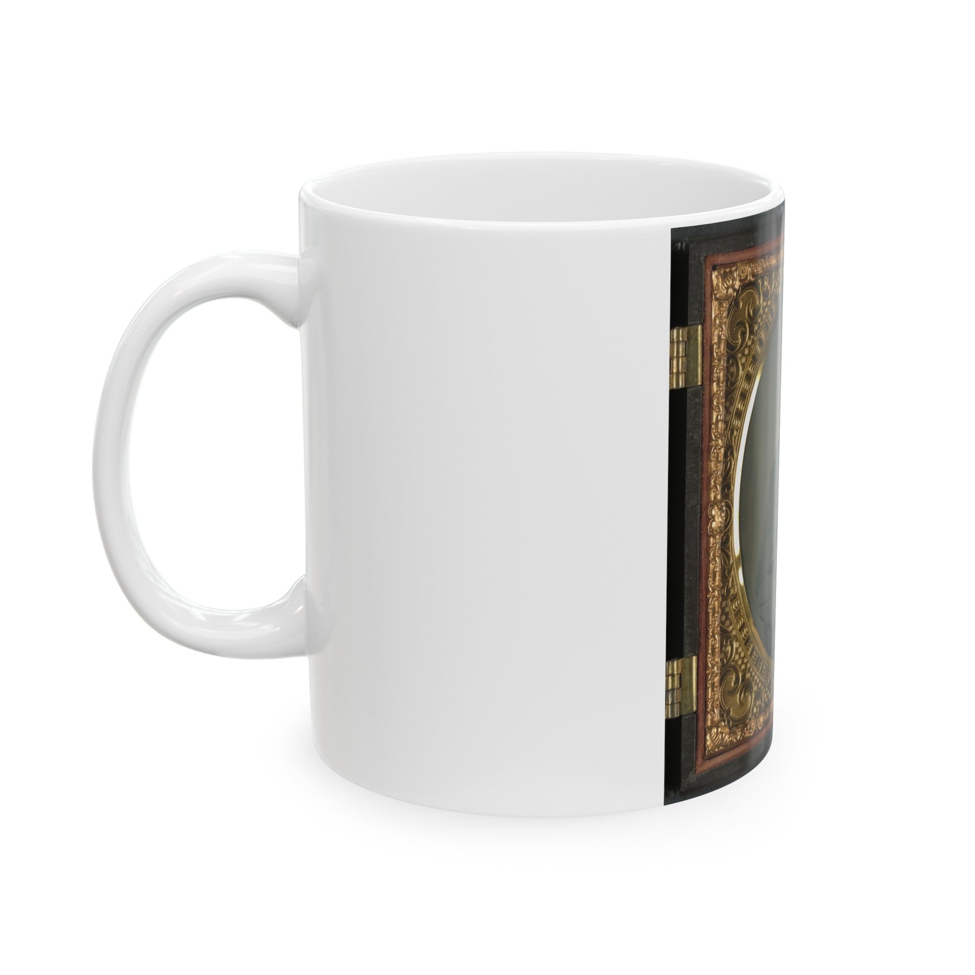 Private Alexander T. Harris Of Richmond Parker Virginia Light Artillery Battery In Richmond Depot Jacket (U.S. Civil War) White Coffee Mug-The Sticker Space