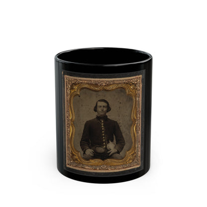 Private Amos Guise Of Co. H, 3rd South Carolina Infantry Regiment, In Uniform With Canteen (U.S. Civil War) Black Coffee Mug-11oz-The Sticker Space