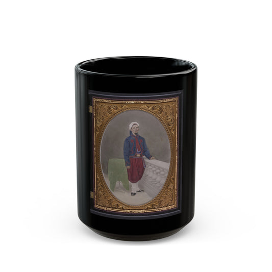 Private Louis A. Matos Of Co. C, 5th New York Infantry Regiment In Union Zouave Uniform (U.S. Civil War) Black Coffee Mug-15oz-The Sticker Space